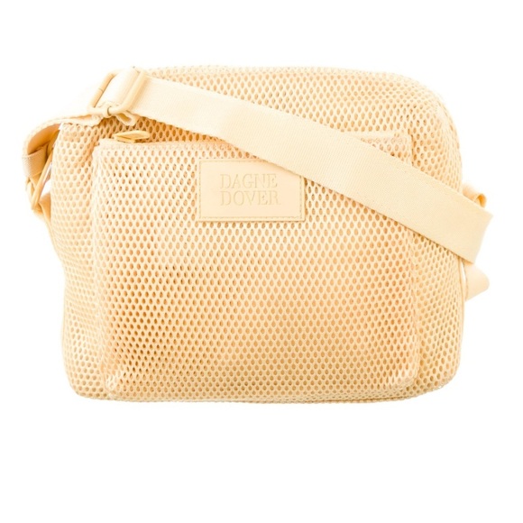 Dagne Dover Yellow Air Mesh Minimalist Crossbody Bag with Dust Bag - Picture 1 of 17